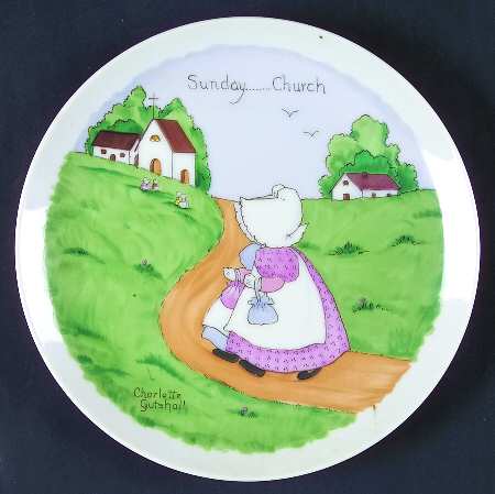 Sunbonnet Babies-Plate Sunday/"Fishing" - With Box