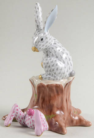 Rabbits & Bunnies (More Than 1) Down The Rabbit Hole-Grey/Raspberry - No Box