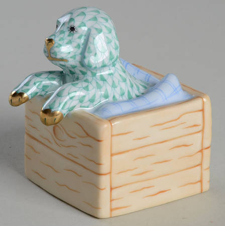 Dogs Puppy In Crate-Green - No Box