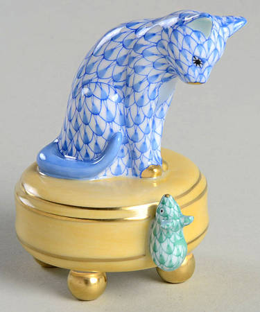Cats Playing Cat & Mouse-Blue/Green - No Box 108