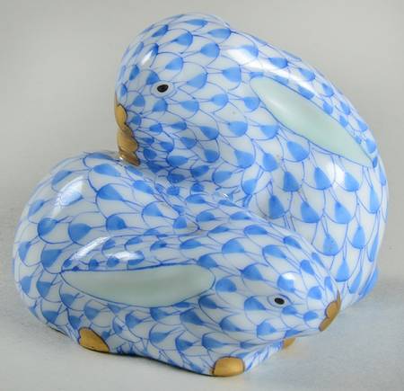 Rabbits & Bunnies (More Than 1) Pair Of Rabbits-Blue - No Box