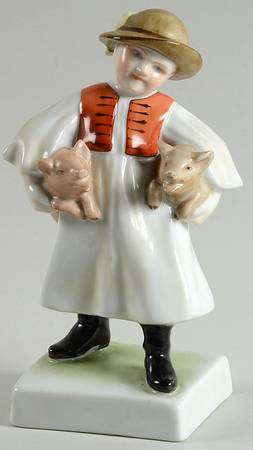 Children Boy Holding Two Pigs - No Box