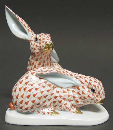 Rabbits & Bunnies (More Than 1) Pair Of Rabbits-Rust - No Box