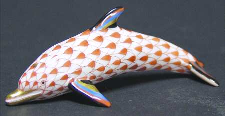 Dolphins Small Swimming Dolphin-Rust - No Box
