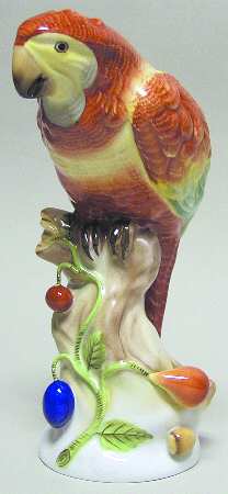 Birds Parrot On Branch-Rust & Yellow - No Box