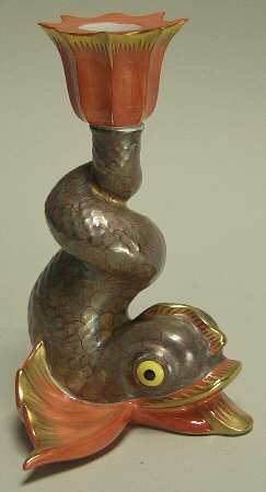 Dolphins Dolphin/Gold-Rust Candleholder - No Box