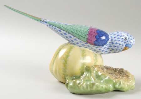 Birds Parakeet With Fruit-Blue - No Box