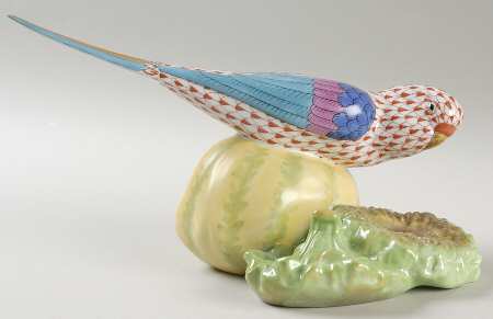 Birds Parakeet With Fruit-Rust - No Box