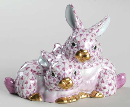 Rabbits & Bunnies (More Than 1) Cuddly Rabbits-Raspberry - No Box