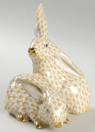 Rabbits & Bunnies (More Than 1) Pair Of Rabbits-Butterscotch - No Box