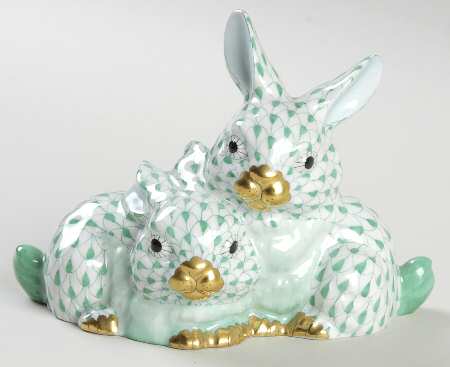 Rabbits & Bunnies (More Than 1) Cuddly Rabbits-Green - No Box