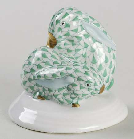 Rabbits & Bunnies (More Than 1) Pair Of Rabbits-Green - No Box