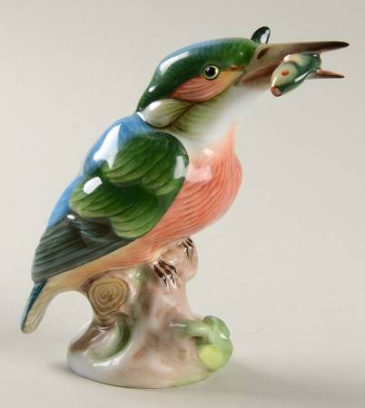Birds Kingfisher With Fish-Natural - No Box
