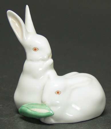 Rabbits & Bunnies (More Than 1) Pair Of Rabbits W/Corn-Natural/White - No Box
