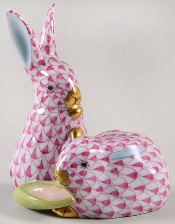 Rabbits & Bunnies (More Than 1) Pair Of Rabbits W/Corn-Raspberry - No Box