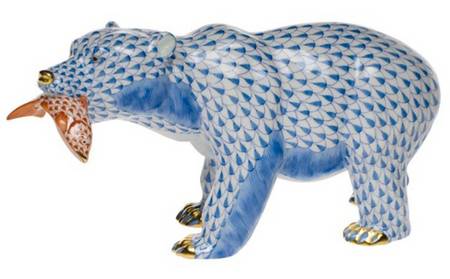 Bears Grizzly Bear W/Fish-Blue - No Box