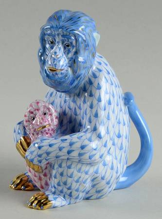Monkeys Monkey W/Cub-Blue/Raspberry - No Box