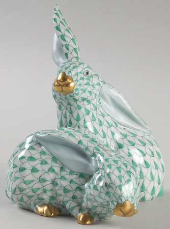 Rabbits & Bunnies (More Than 1) Pair Of Rabbits-Green - No Box