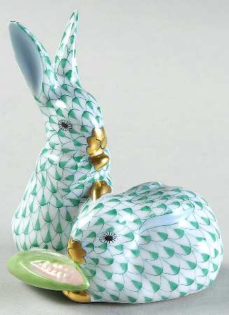 Rabbits & Bunnies (More Than 1) Pair Of Rabbits W/Corn-Green - No Box