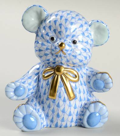 Childrens's Gifts & Toys Teddy Bear W/Gold Bow-Blue - No Box