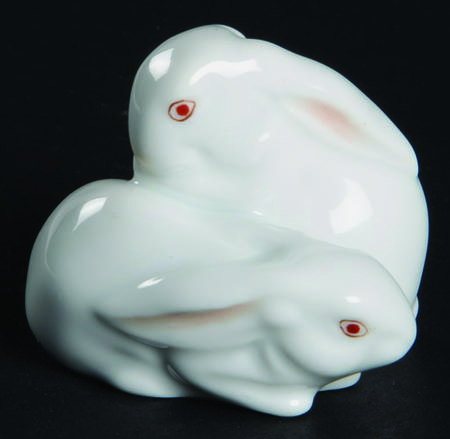 Rabbits & Bunnies (More Than 1) Pair Of Rabbits-Natural/White - No Box