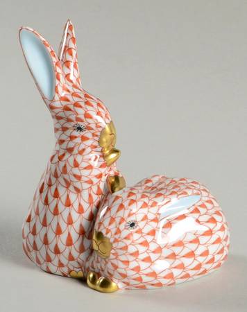 Rabbits & Bunnies (More Than 1) Rabbit Pair-Rust - No Box
