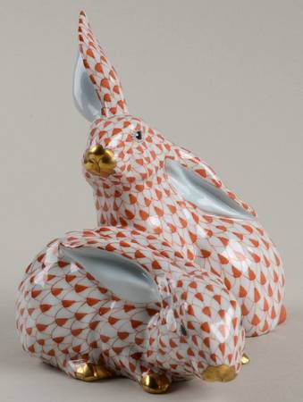 Rabbits & Bunnies (More Than 1) Pair Of Rabbits-Rust - No Box