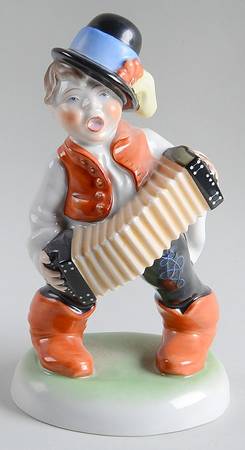 Children Peasant Boy Playing Accordion - No Box
