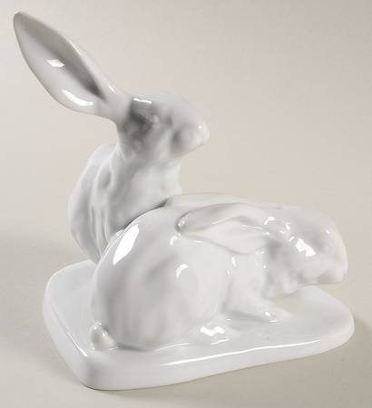 Rabbits & Bunnies (More Than 1) Pair Of Rabbits-White/Undecorated - No Box