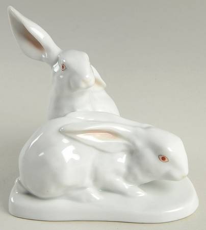 Rabbits & Bunnies (More Than 1) Pair Of Rabbits-Natural/White - No Box