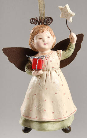 Hallmark Christmas Ornament Angel With Star & Gift,Metal Wings - Boxed