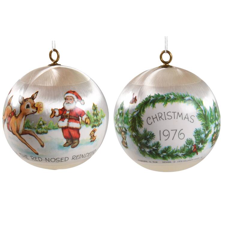 1976 Hallmark Christmas Ornaments Rudolph And Santa - No Box