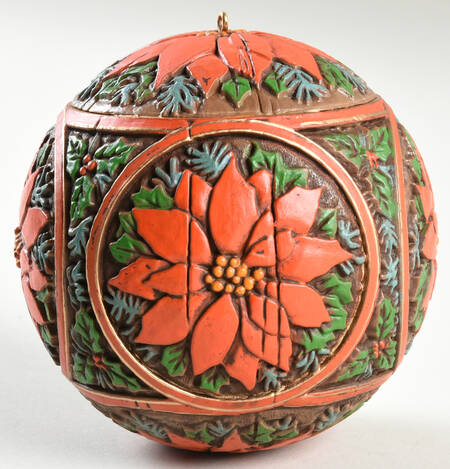 1978 Hallmark Christmas Ornaments Holly And Poinsettia Ball - Boxed