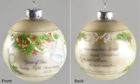 1979 Hallmark Christmas Ornaments Our 25th Anniversary - Boxed