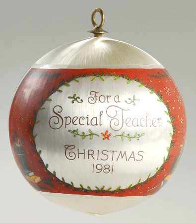 1981 Hallmark Christmas Ornaments Teacher - With Box