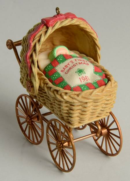 1981 Hallmark Christmas Ornaments Baby's First Christmas Buggy - Boxed