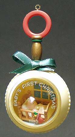 1982 Hallmark Christmas Ornaments Baby's First Christmas-Rattle - Boxed