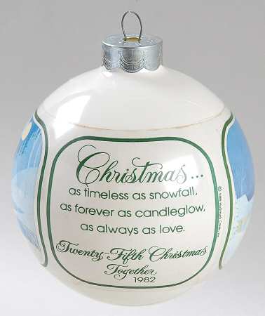 1982 Hallmark Christmas Ornaments 25th Christmas Together - Boxed