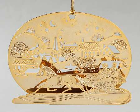 1982 Hallmark Christmas Ornaments Brass Winter Scene-Promo - Boxed