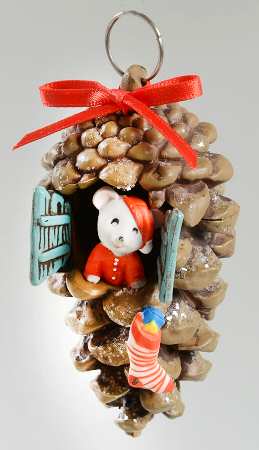 1982 Hallmark Christmas Ornaments Pinecone Home - Boxed