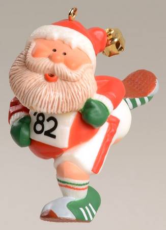 1982 Hallmark Christmas Ornaments Jogging Santa - Boxed