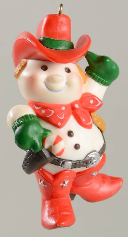 1982 Hallmark Christmas Ornaments Cowboy Snowman - With Box