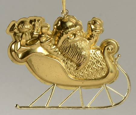 1982 Hallmark Christmas Ornaments Santa's Sleigh-Brass - Boxed