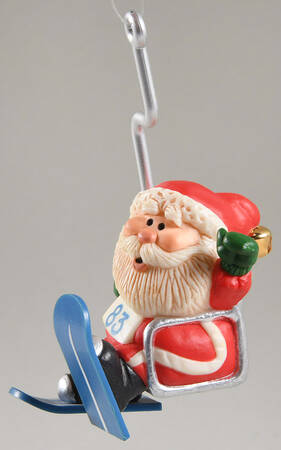 1983 Hallmark Christmas Ornaments Santa Ski Lift - Boxed