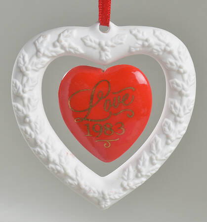 1983 Hallmark Christmas Ornaments Love-Red/Porcelain - No Box
