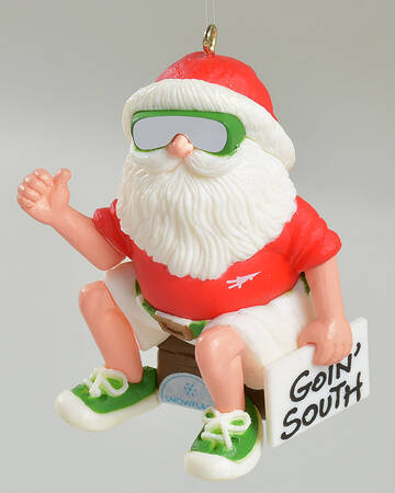 1983 Hallmark Christmas Ornaments Hitchhiking Santa - With Box