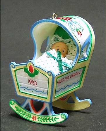 1983 Hallmark Christmas Ornaments Baby's First Christmas-Cradle - Boxed