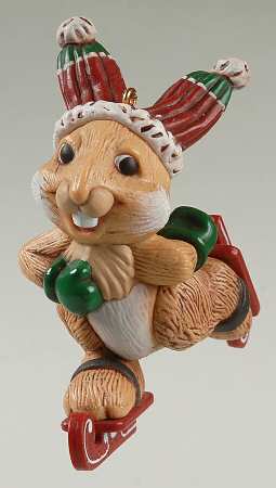 1983 Hallmark Christmas Ornaments Skating Rabbit - Boxed