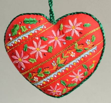 1983 Hallmark Christmas Ornaments Embroidered Heart - No Box