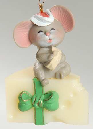 1983 Hallmark Christmas Ornaments Mouse On Cheese - No Box